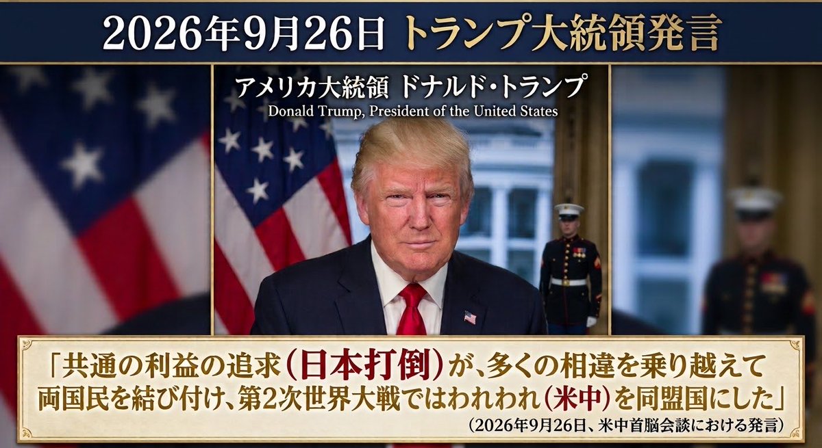 r230614_shin's tweet photo. トランプと習近平の「米中は同盟国」発言の【致命的な点】
❶トランプから『共通の利益（日本打倒）の為、米中は同盟を結んだ』と切り出した。
❷高市が「敵国条項削除を求めた」事に対する実質的「アンサー」である。
❸敵国条項が消えない理由は中露よりむしろ「アメリカ」である事を証明した。 https://t.co/AWf6HA90er