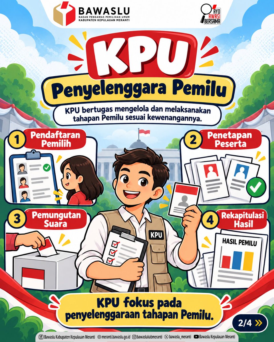 Bawaslu_Meranti's tweet photo. 🗳️ KPU vs BAWASLU
Sering ketukar, padahal beda tugas! https://t.co/vQ3GEGY1GH