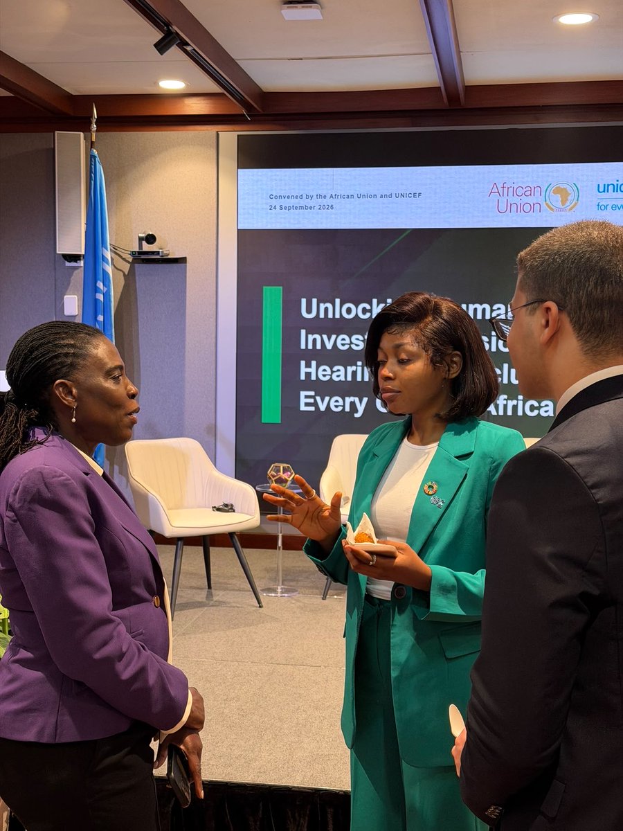 AU_HHS's tweet photo. At t/2️⃣nd #AU-#UNICEF event on “Unlocking Human Capital: Investing in Vision, Hearing &amp; Inclusion for Every Child in Africa,” H.E @amma_twumamoah affirmed: Disability should not interrupt a child’s dreams. We have an obligation to ensure it never becomes a barrier to their future https://t.co/q9HV81Sz3t