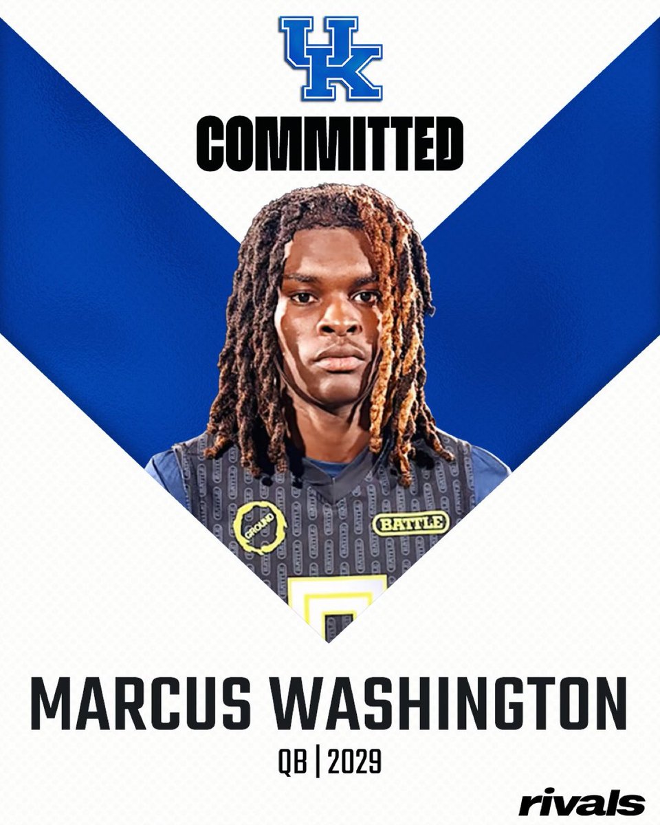 KYDailyNewsRn's tweet photo. 2029 QB Marcus Washington has committed to Kentucky https://t.co/91z6ylLJWg