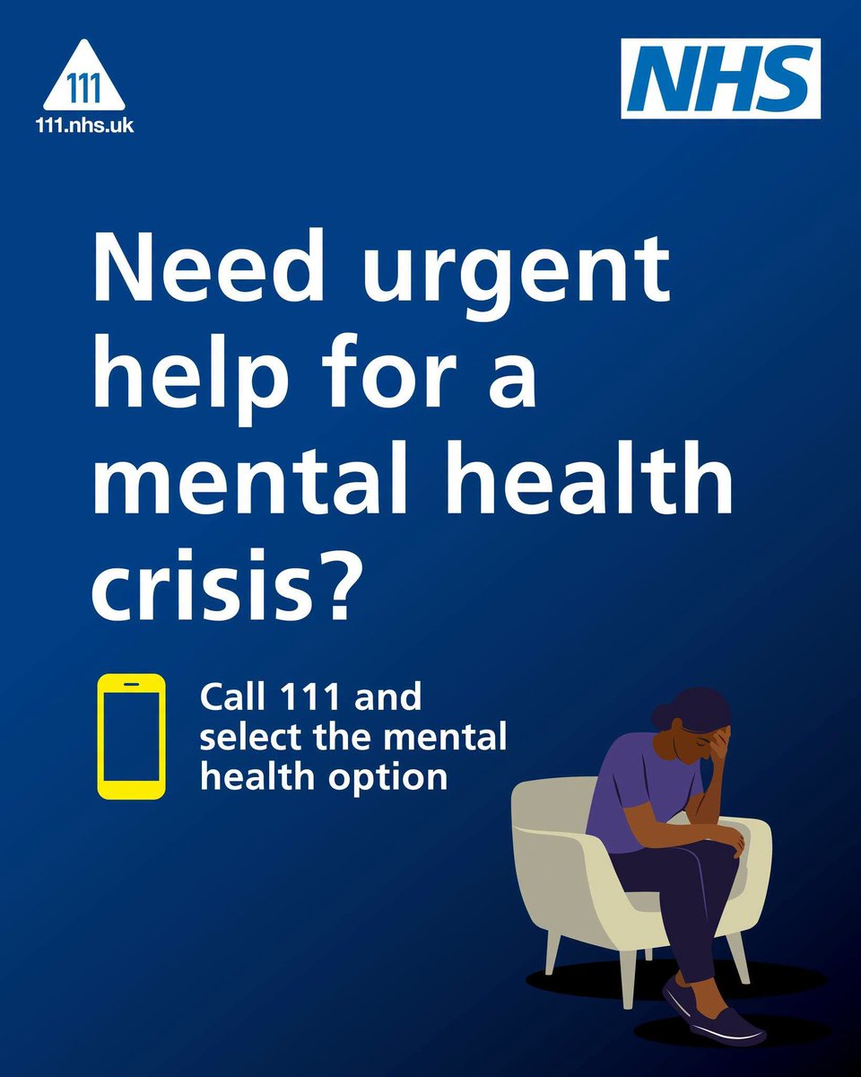 SWLNHS's tweet photo. NHS 111 is your route to urgent mental health care in South West London. 

Please share this information with anyone who may need help in a mental health crisis.

If someone’s life is at immediate risk, call 999 or go to A&amp;E. 

Find out more: https://t.co/DaTMSKhIZc https://t.co/1HqDIW9Ml7