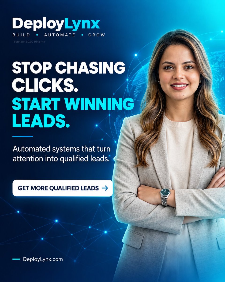 DeployLynx26's tweet photo. Stop chasing clicks. Start winning qualified leads. 🚀 Turn traffic into real opportunities with smarter lead generation. DM “LEADS”. #LeadGeneration https://t.co/XRFdLBYrmu