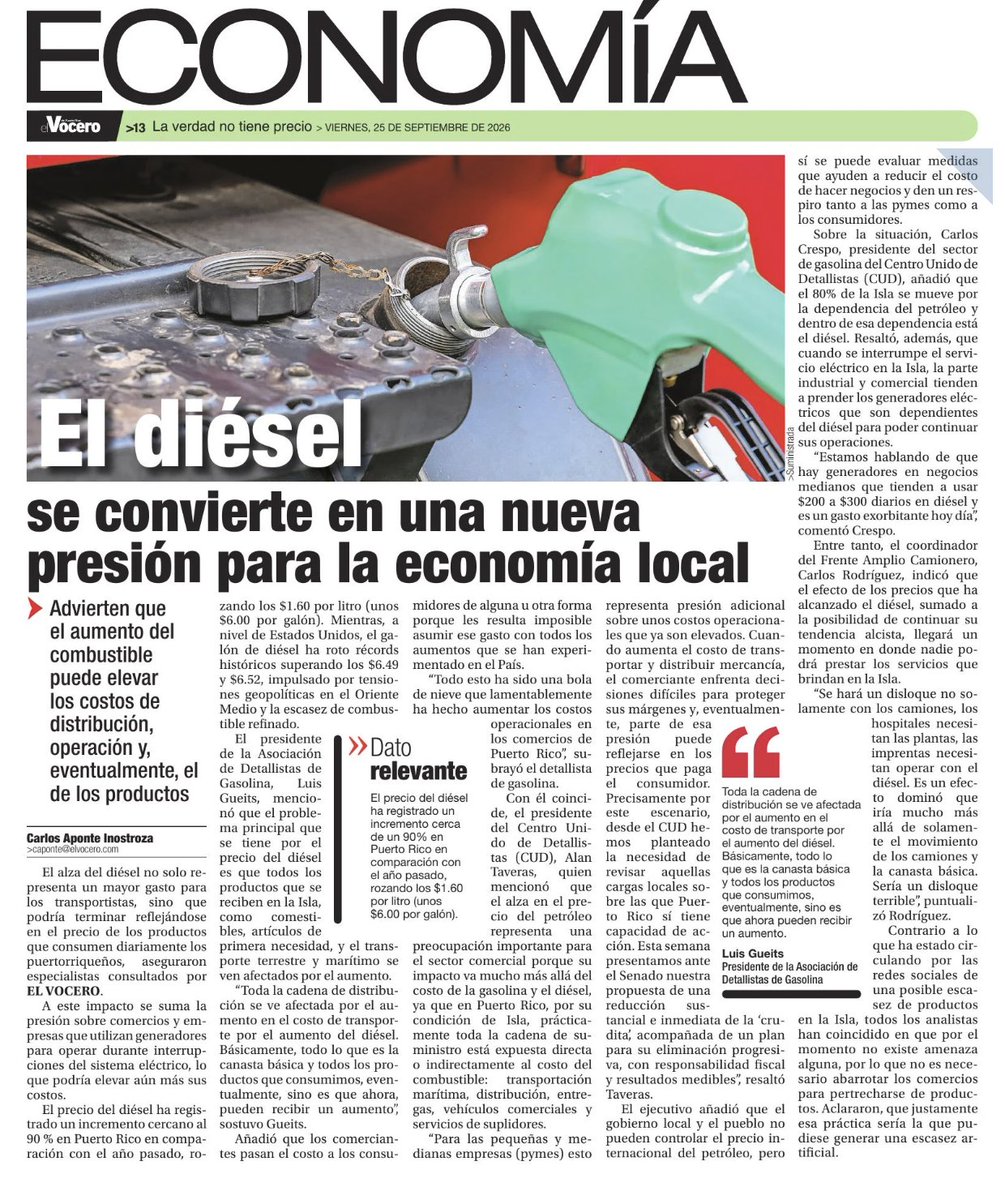 DiasporaPIP's tweet photo. ¡Golfpe al bolsillo! 🚛 Alza en el diésel dispara el costo de vida y asfixia a las PYMES. Agravado por las Leyes de Cabotaje, el producto local se encarece. El PIP propone eliminar la Ley Jones, dar incentivos al comercio nativo y eximir de cargas a las pymes. 📊🇵🇷 #DPIP https://t.co/3vNoA9h5lz