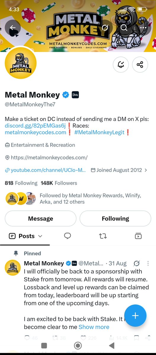 3sy2z's tweet photo. @MetalMonkeyThe7 @MM7Rewards https://t.co/UmI0NQ6Pvx