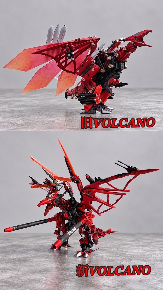 Tukinowakotetsu's tweet photo. 『SALAMANDER VOLCANO』完成！
旧キットでも作ってたんやけど、HMMサラマンダーでも新しく作ってみた。

武器のセレクトでスピード重視のASSAULTと火力重視のDESTROYに換装可能。

ゴジュラスキャノンは少し小さい旧キットのを腹部に搭載してみた。

イメージはUSA版の「炎の悪魔」ラドン！

#ゾイド https://t.co/EAH580evwC