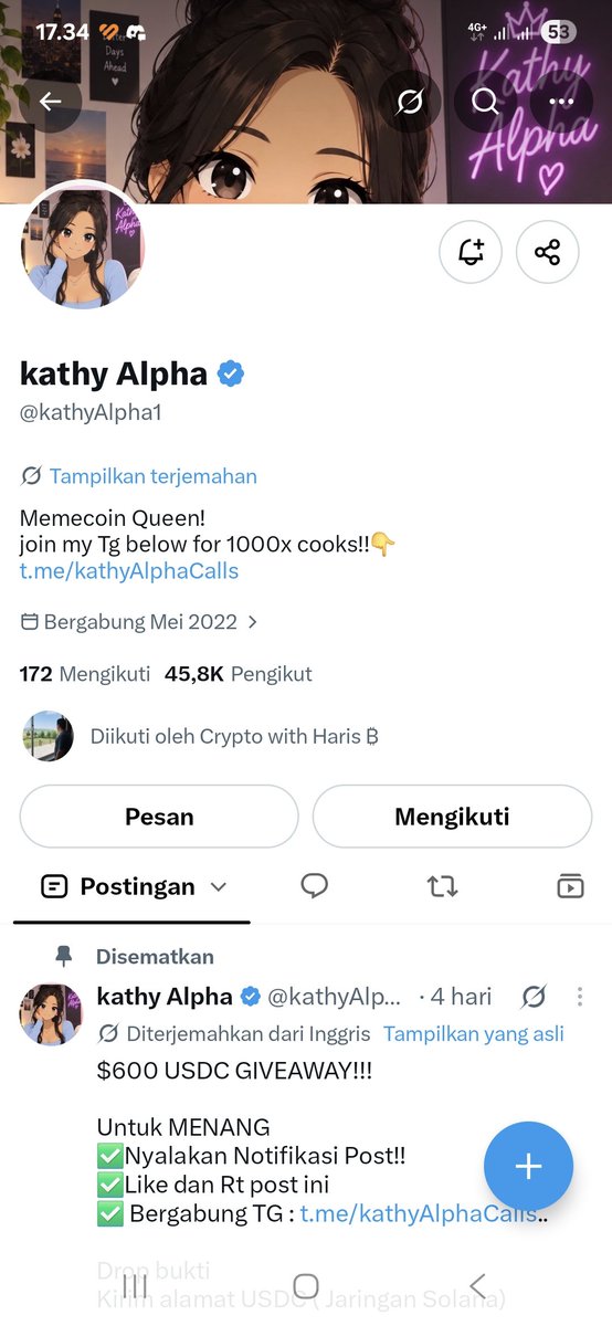 AanhadiP's tweet photo. @Crypto__Haris @kathyAlpha1 Done https://t.co/marZ3LDqzF