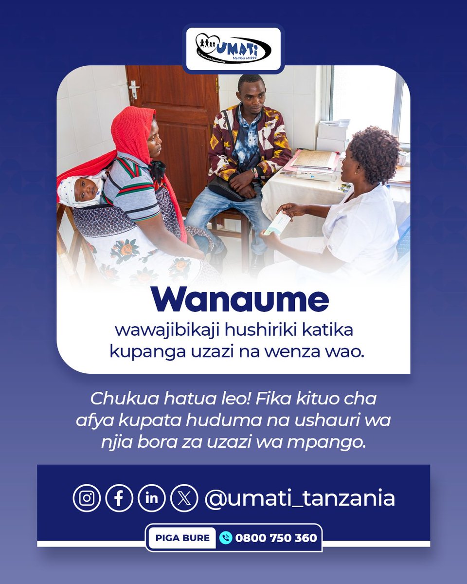 UMATItz's tweet photo. Tunapoelekea maadhimisha ya #SikuYaUzaziWaMpangoDuniani,zungumza na mwenzi wako kuhusu uzazi wa mpango. Maamuzi mazuri huanza na mazungumzo, na familia zenye afya huanza na maamuzi ya Pamoja.
#UzaziWaMpango .#Choice #WCD2026 #SRH4All #WorldContraceptionDay #FamilyPlanning #UMATI https://t.co/K75hWtJZWE