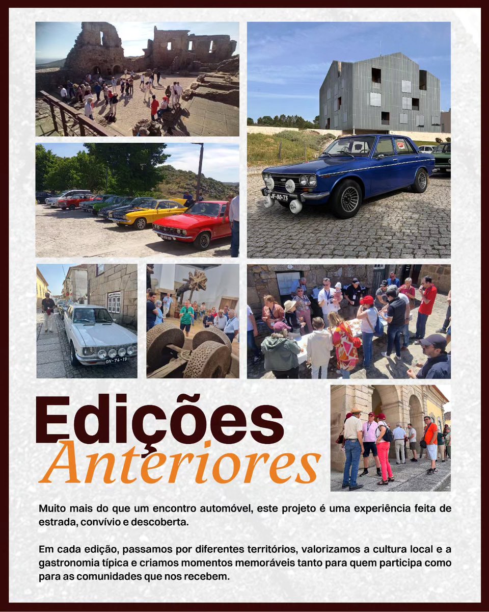 KristyAngeljb's tweet photo. Os Clássicos Portugal convida para o 3. º Ribacôa Clássicos 2026, de 25 a 27 de setembro. Castelos, vinhas e 200 km de puro prazer, com Rui Unas como padrinho. Apenas 20 viaturas! https://t.co/rXpyYjjIKd