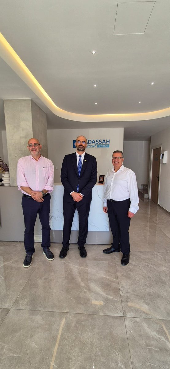 OrenAnolik's tweet photo. Yesterday I visited #Hadassah Medical Center in #Limassol and had the opportunity to tour its state-of-the-art facilities. I was truly impressed by the innovative technology and advanced medical equipment.
I believe that Hadassah Medical Center is an excellent example of Israeli innovative capabilities. It is a hub for modern medicine, bringing together highly skilled professionals dedicated to excellence and exceptional patient care.
I thank the management team for the warm welcome and the insightful introduction to their work. It was inspiring to learn more about their vision and the high standards that define the center's approach to #healthcare.