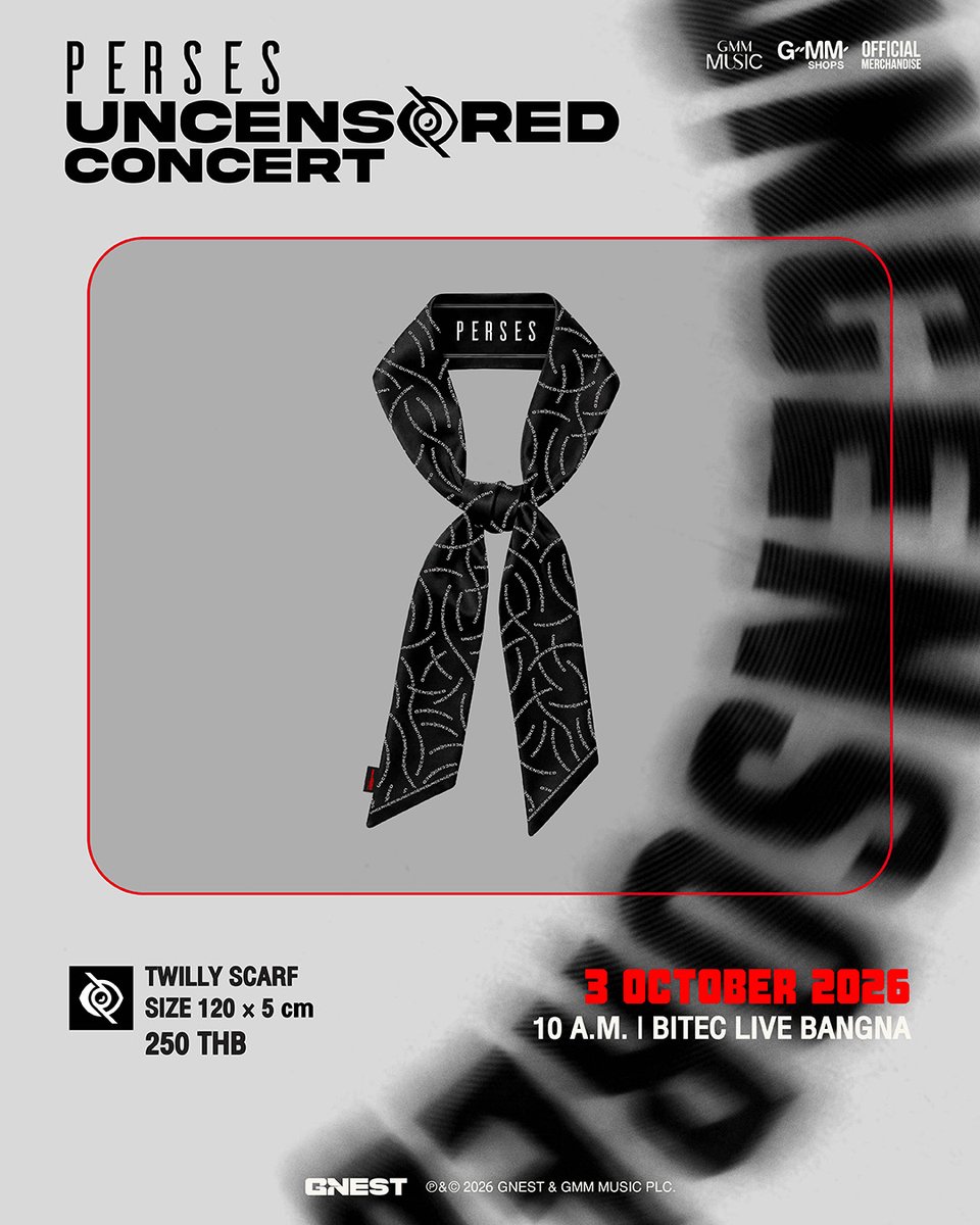 gnest_official's tweet photo. ใครจะไป PERSES UNCENSORED CONCERT ยกมือขึ้น  🙌🏻

PERSES UNCENSORED MERCHANDISE มาแล้วววว !
ใครชอบชิ้นไหน เตรียมตัวให้พร้อม แล้วเจอกันที่หน้าคอนเสิร์ตน้าา  👀🔥

OFFICIAL MERCHANDISE BOOTH
🗓️ 3 OCTOBER 2026
🕙 Time: 10 AM
📍 BITEC LIVE BANGNA

@perses_official
#PERSES_UNCENSORED
#PERSES #PERSES_TH
#GNEST
