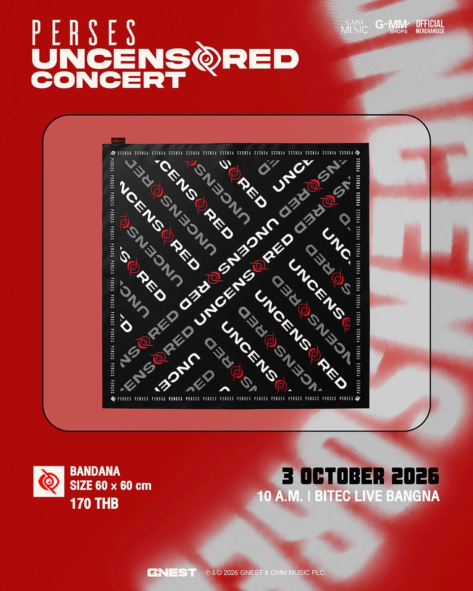 gnest_official's tweet photo. ใครจะไป PERSES UNCENSORED CONCERT ยกมือขึ้น  🙌🏻

PERSES UNCENSORED MERCHANDISE มาแล้วววว !
ใครชอบชิ้นไหน เตรียมตัวให้พร้อม แล้วเจอกันที่หน้าคอนเสิร์ตน้าา  👀🔥

OFFICIAL MERCHANDISE BOOTH
🗓️ 3 OCTOBER 2026
🕙 Time: 10 AM
📍 BITEC LIVE BANGNA

@perses_official
#PERSES_UNCENSORED
#PERSES #PERSES_TH
#GNEST