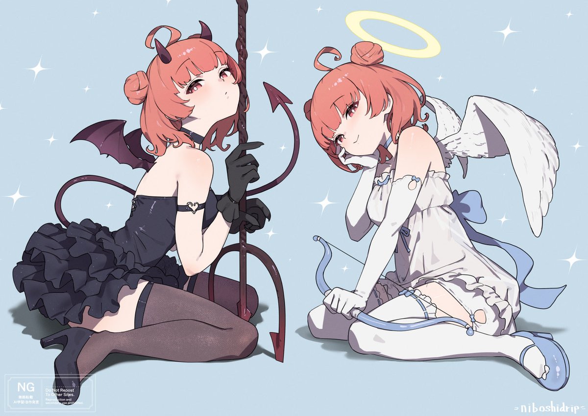 niboshidrip's tweet photo. 悪魔と天使 #濃いめのアート https://t.co/HpvFmZfcfR