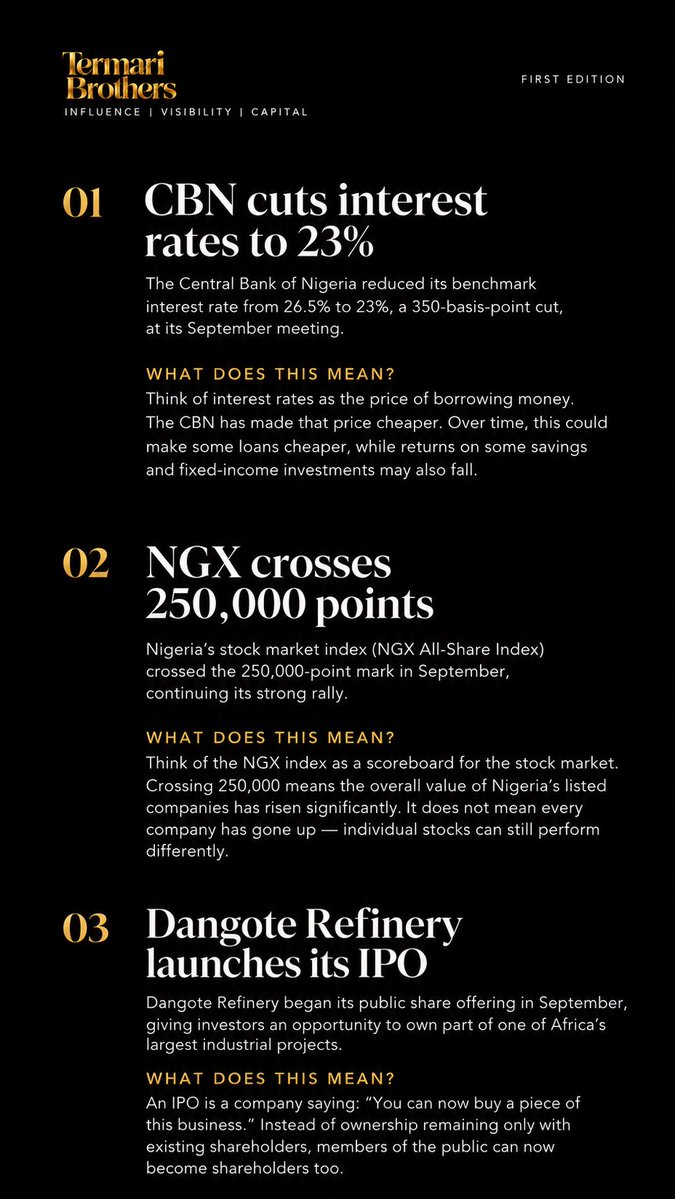TermariBrothers's tweet photo. Africa had a busy week. 

Markets. Business. Trade. Culture. Health.

We break down what happened and what it means.
60 Seconds Around Africa.

See you next Friday.

Part 1

#60SecondsAroundAfrica #Africa #Nigeria https://t.co/2AbN0KQON6