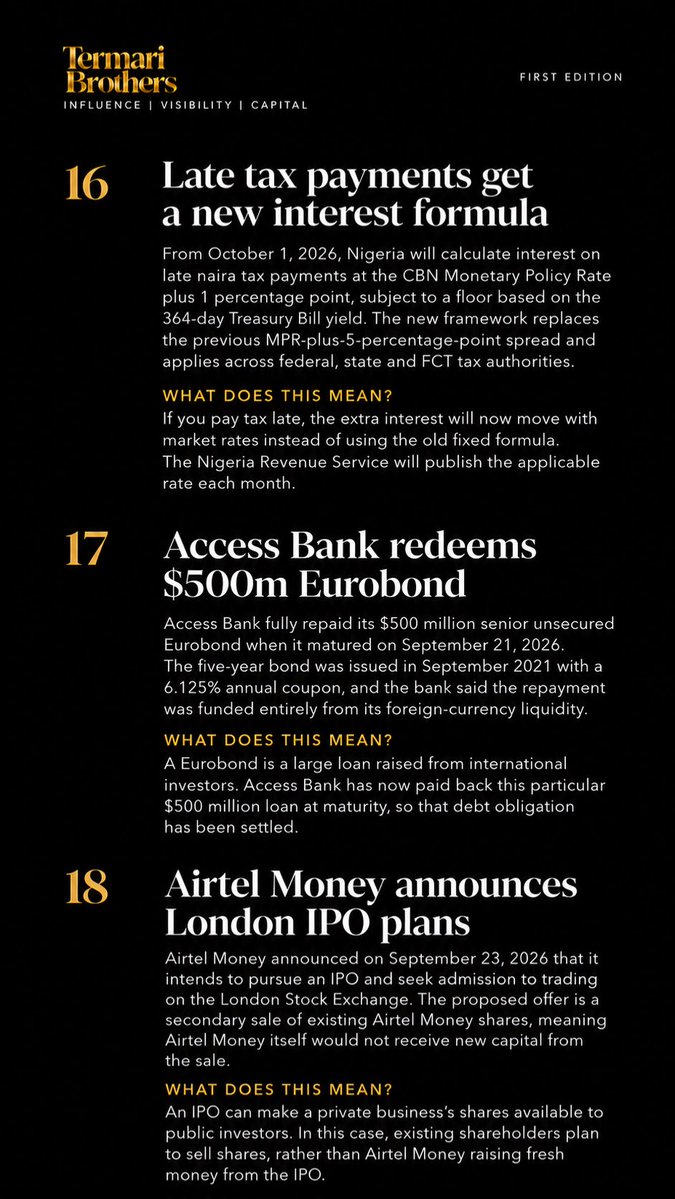 TermariBrothers's tweet photo. Africa had a busy week. 

Markets. Business. Trade. Culture. Health.

We break down what happened and what it means.
60 Seconds Around Africa.

See you next Friday.

Part 1

#60SecondsAroundAfrica #Africa #Nigeria https://t.co/2AbN0KQON6
