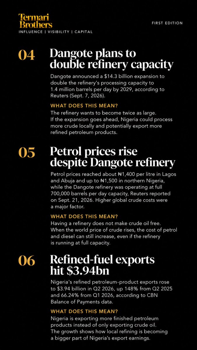 TermariBrothers's tweet photo. Africa had a busy week. 

Markets. Business. Trade. Culture. Health.

We break down what happened and what it means.
60 Seconds Around Africa.

See you next Friday.

Part 1

#60SecondsAroundAfrica #Africa #Nigeria https://t.co/2AbN0KQON6