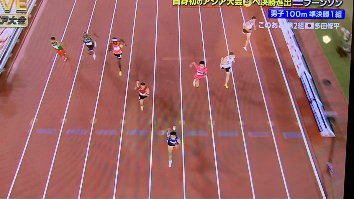 AJUbridge's tweet photo. アジア大会
陸上100m準決勝
🇹🇭P.ブーンソン選手 9.94自己記録
なんと9.91 叩き出した！アジア新記録！
決勝楽しみだね🇯🇵勢と https://t.co/PfpQHLM0wi