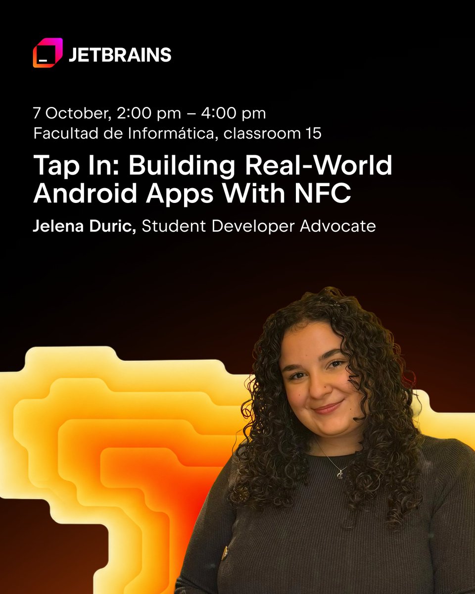informaticaucm's tweet photo. 🚀 JetBrains is coming to Facultad de Informática!

Don't miss the opportunity to meet the team behind IntelliJ IDEA, PyCharm, CLion, and more!

🎤 Workshop: Tap In: Building Real-World Android Apps With NFC

🎓 Workshop: classroom 15 from 2:00 pm to 4:00 pm https://t.co/6A1RybXqa9