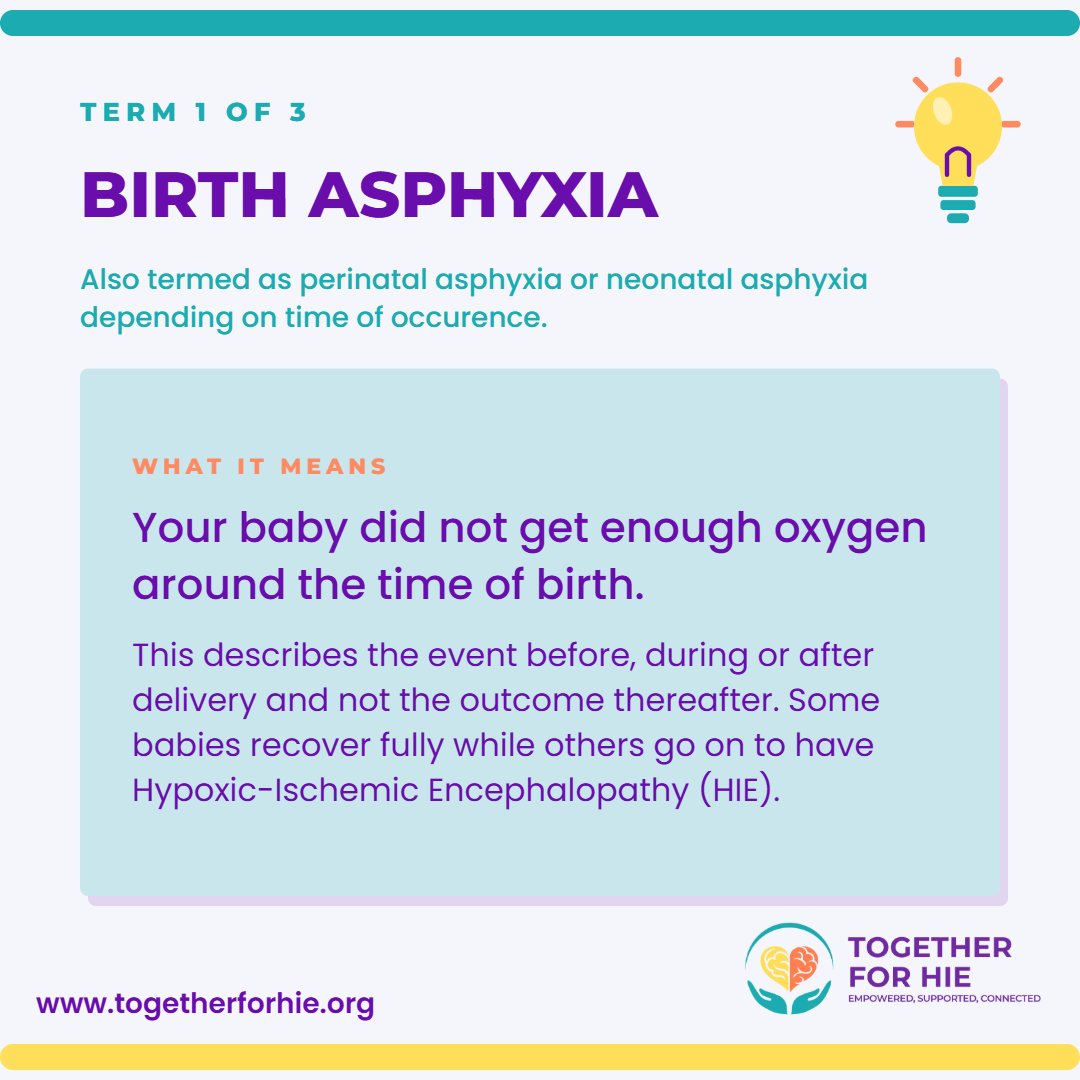 T4HIE's tweet photo. If you have just been discharged from the #NICU, you may encounter words like #birthasphyxia, #neonatalencephalopathy, or #HypoxicIschemicEncephalopathy (HIE) on your child's discharge summary. Swipe to learn what they mean. For support, reach out via info@togetherforhie.org https://t.co/BbnXsu7bXX
