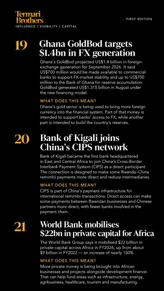 TermariBrothers's tweet photo. Africa had a busy week. 

Markets. Business. Trade. Culture. Health.

We break down what happened and what it means.
60 Seconds Around Africa.

See you next Friday.

Part 2

#60SecondsAroundAfrica #Africa #Nigeria https://t.co/LVsDm8Hzd8