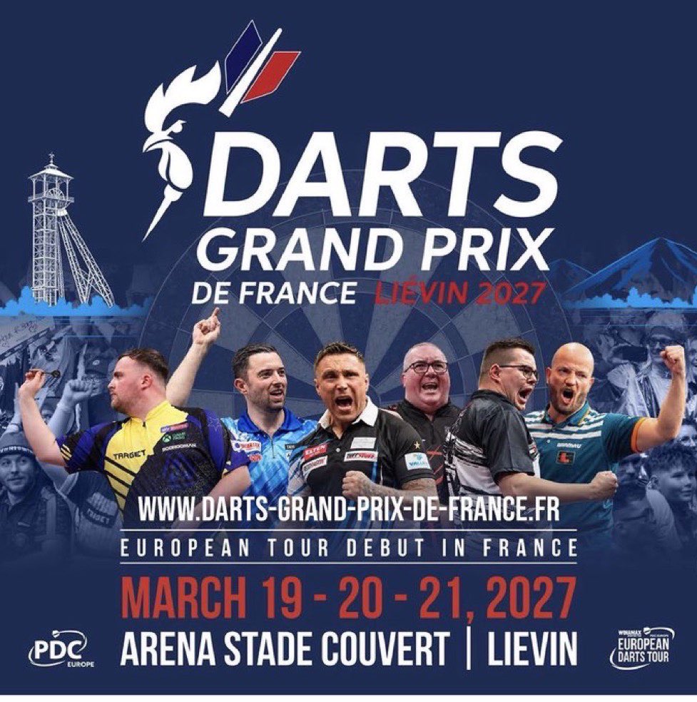 ActuFlechettes's tweet photo. 🚨🚨🚨 LA FRANCE ACCUEILLERA BEL ET BIEN L’EURO TOUR 4 !!! 🤩🇫🇷

L’évènement aura lieu à Lievin du 19 mars au 21 mars !! 📆 

Possibilité de voir jouer des immenses stars des Darts comme Luke Littler 🏴󠁧󠁢󠁥󠁮󠁧󠁿, Gerwyn Price 🏴󠁧󠁢󠁷󠁬󠁳󠁿 et Thibault Tricole 🇫🇷 !! 🥳

ON A HÂTE !!! 🔥⏳

#lequipeFLECHETTES
