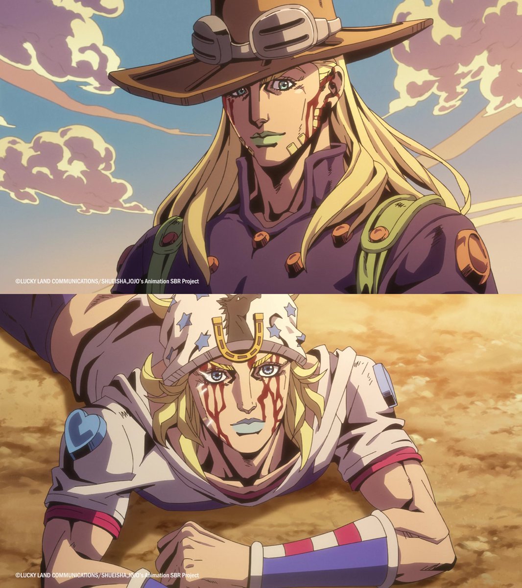 animetv_jp's tweet photo. Johnny &amp; Gyro = Dynamic duo! 🐎🔥

— Watch STEEL BALL RUN JoJo's Bizarre Adventure on Netflix! https://t.co/9tY4TwV2Bj