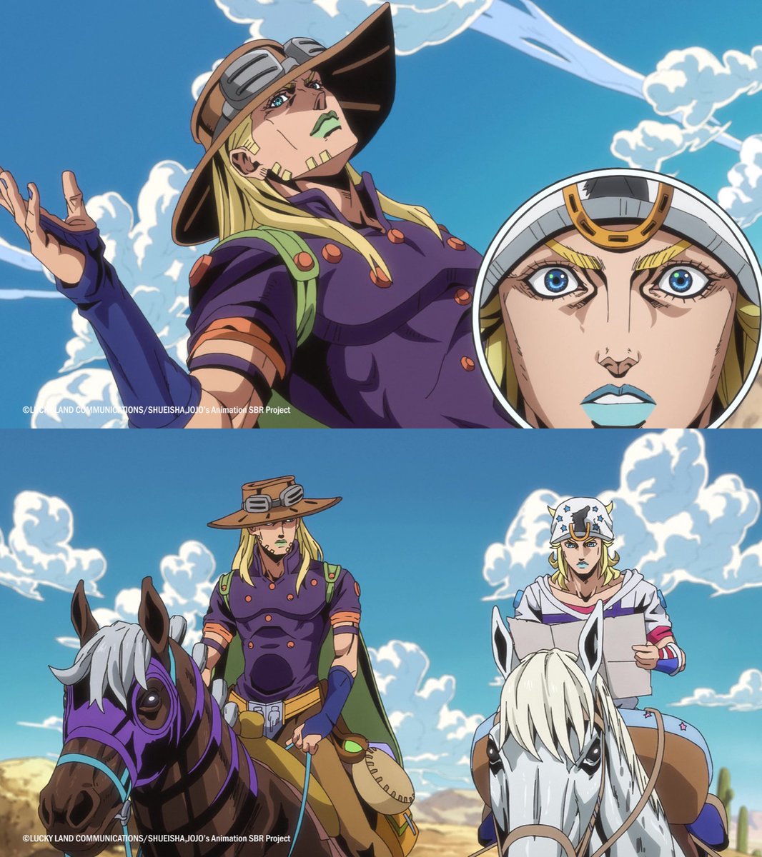 animetv_jp's tweet photo. Johnny &amp; Gyro = Dynamic duo! 🐎🔥

— Watch STEEL BALL RUN JoJo's Bizarre Adventure on Netflix! https://t.co/9tY4TwV2Bj