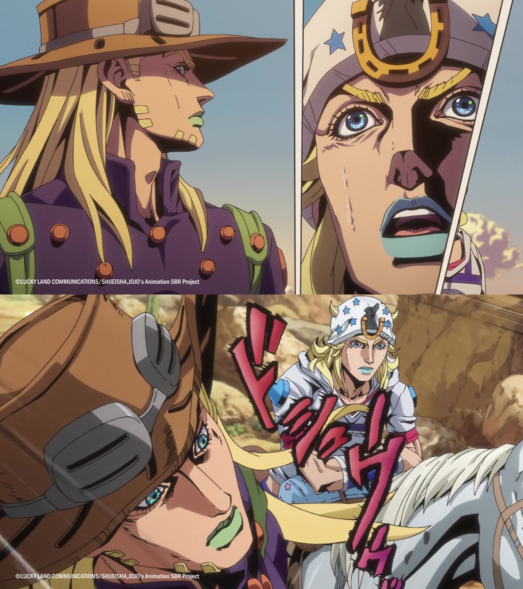 animetv_jp's tweet photo. Johnny &amp; Gyro = Dynamic duo! 🐎🔥

— Watch STEEL BALL RUN JoJo's Bizarre Adventure on Netflix! https://t.co/9tY4TwV2Bj