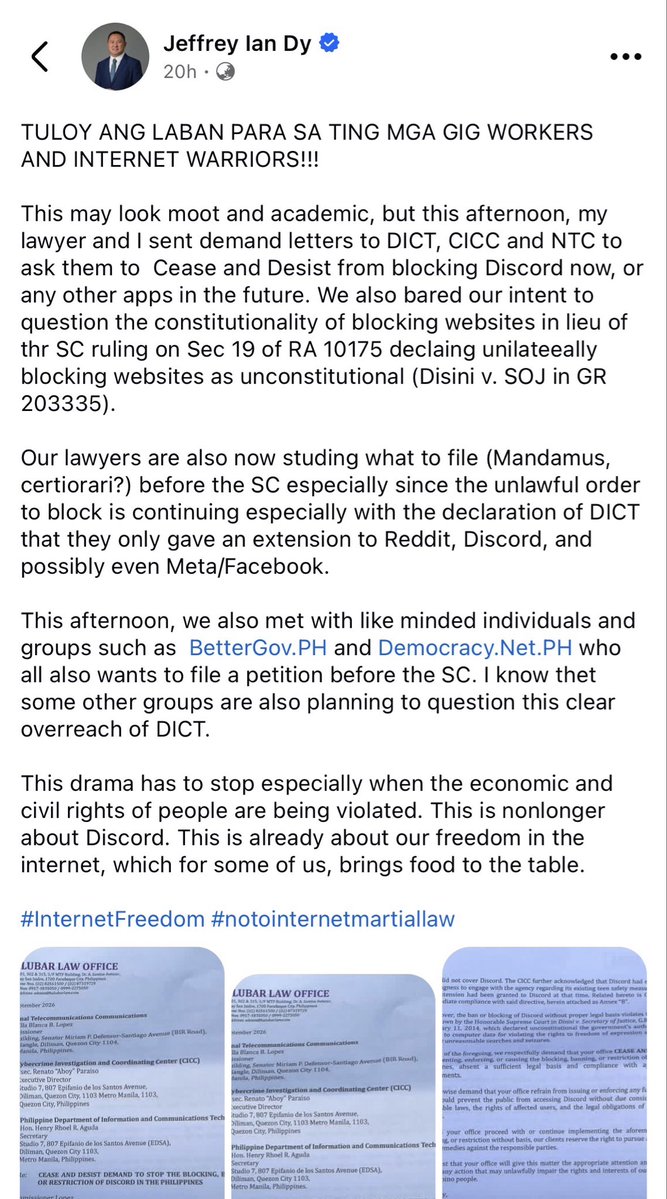 rozenheartdream's tweet photo. DICT getting roasted with receipts from all it’s bad decisions lol 

Former DICT Undersecretary Jeffrey Ian Dy also sent demand letters for Cease and Desist to the DICT, CICC and NTC https://t.co/hjnslZBVDs
