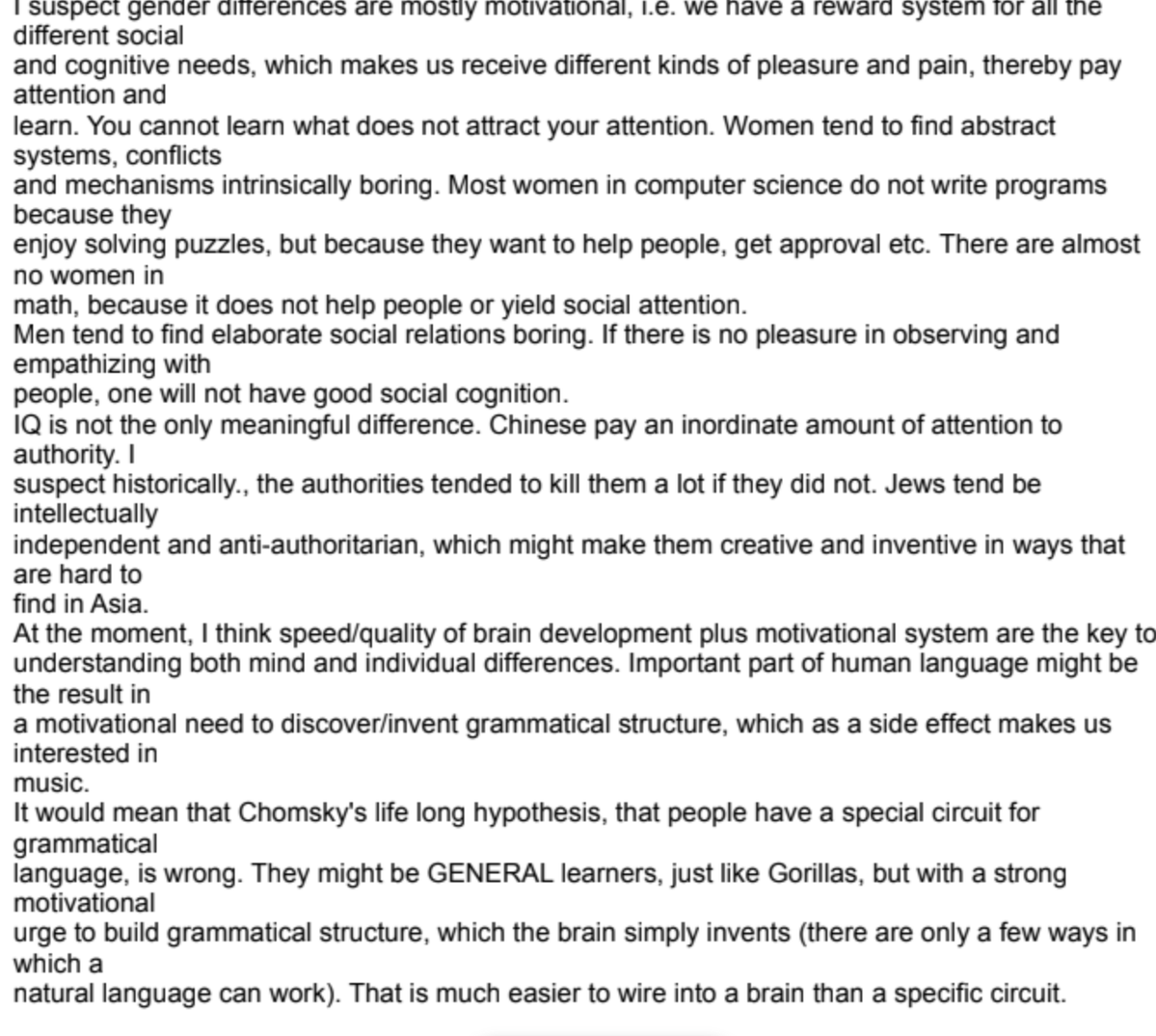 samhaselby's tweet photo. Bach and Jeffrey Epstein wrote excited emails to one another speculating about differences in "race" and gender and IQ. Here's Bach writing to Epstein on how women are dumber and Chinese people are deferential and Jewish people are smarter. https://t.co/8vFg6peLhb https://t.co/HhVuBzb7cv
