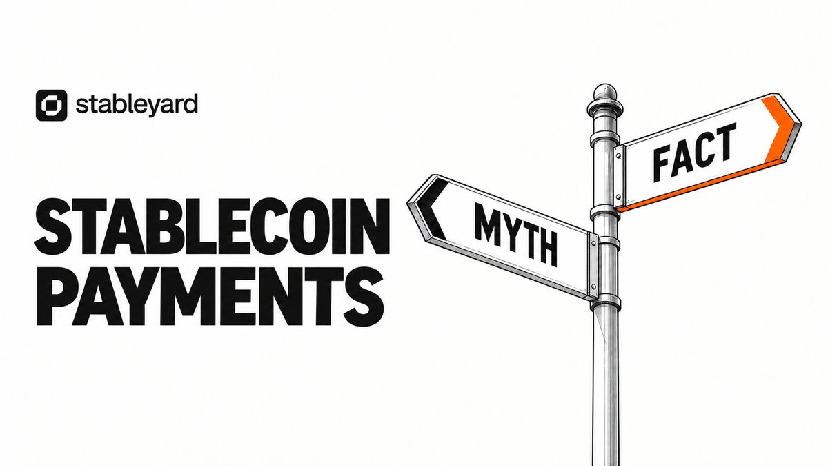 stableyardfi's tweet photo. Busting 5 Stablecoin Payment Myths

that are costing businesses money:

myth 1: you need to become a crypto business.
fact: you don’t. stablecoins can work quietly underneath while your work with your existing currencies.

myth 2: your team needs to understand chains, gas & crypto.
fact: the infrastructure handles the wallets, chains & gas underneath.

myth 3: customers & suppliers must accept stablecoins.
fact: they can pay using the methods they already use.

myth4: suppliers need crypto wallets.
fact: they can receive local currency in their bank accounts.

myth 5: stablecoin payments are completely free.
fact: they still involve conversion, compliance and payout costs, but fewer middlemen can mean lower fees and faster settlement.

in some high-cost corridors, moving $10,000 can cost $400–$700.

businesses don’t need to adopt crypto.
their payment infrastructure just needs to work better.

that’s what we’re building at @stableyard.
pay globally. settle locally

if you wanna know more, let's chat 
https://t.co/3zVH03cL6f