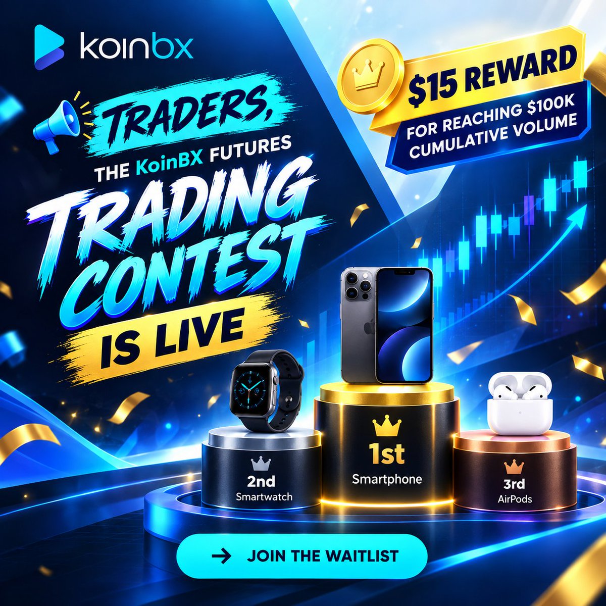 Naruto_Oxe911's tweet photo. 🚨 TRADERS, THE CONTEST IS LIVE! 🏆🔥

The @KoinBX  Futures Trading Contest is LIVE — and the leaderboard is waiting for you. 📈

🏆 1st — 📱 Smartphone
🥈 2nd — ⌚ Smartwatch
🥉 3rd — 🎧 AirPods

Hit $100K cumulative eligible volume → Get a $15 reward
🎯 Your game plan:
👉 Join the waitlist
🎯 Get your Futures Pass
📈 Trade & build volume
🏆 Climb the leaderboard
💰 Hit $100K → Unlock $15

⏳ Spots & rewards are limited.

🚀 Trade. Compete. Climb. WIN.
👉 https://t.co/heKvduLYYv

Follow @KoinBXGlobal for updates.
#KoinBX #TradingContest