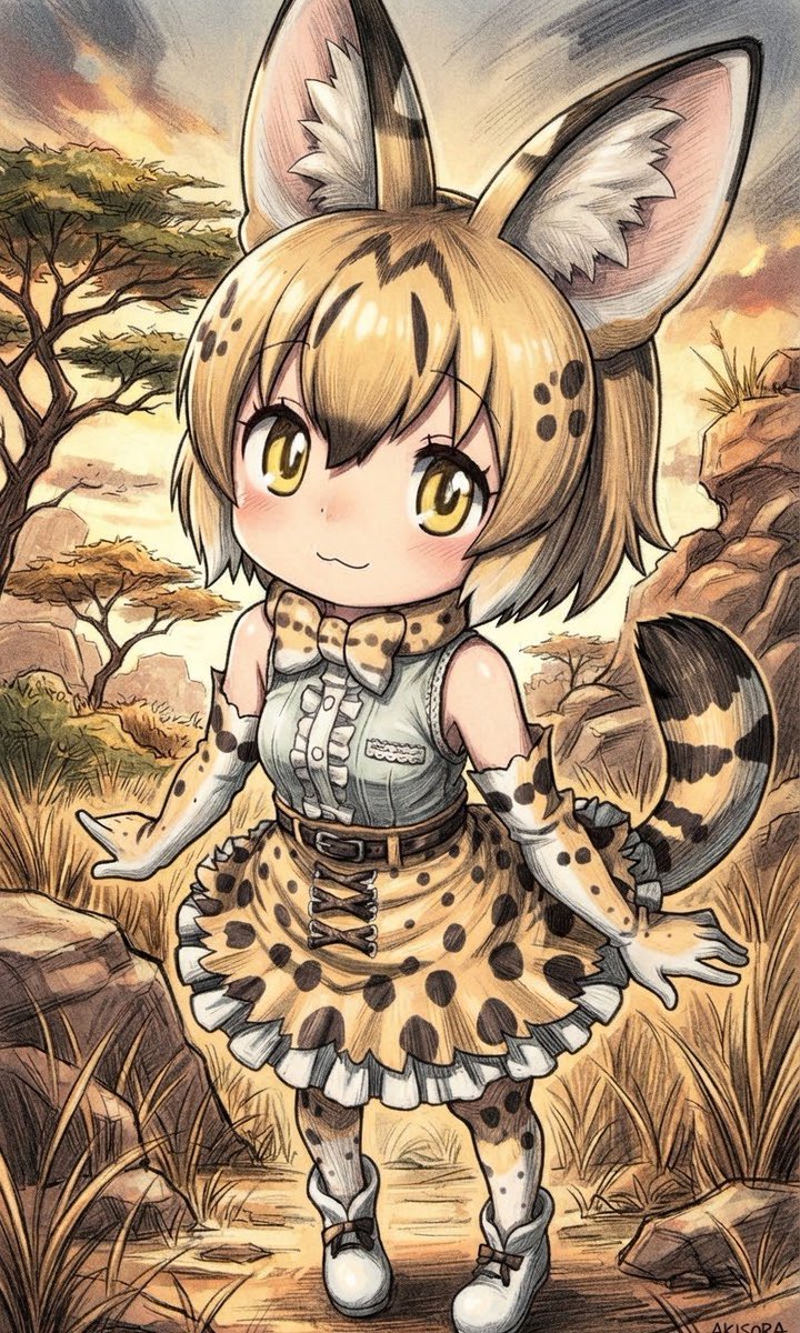 AKISORAIII's tweet photo. けものフレンズより「サーバル」
世の中の動物達がフレンズ化すれば害獣被害が無くなって人間と動物達がもっと仲良くなって世界が平和になると思う♪
動物達とも話し合いで解決出来れば良いのにね☺️人間も動物達もお互いの距離感は大事です。
#けものフレンズ #AIイラスト #二次創作 https://t.co/SefBiDAPQC