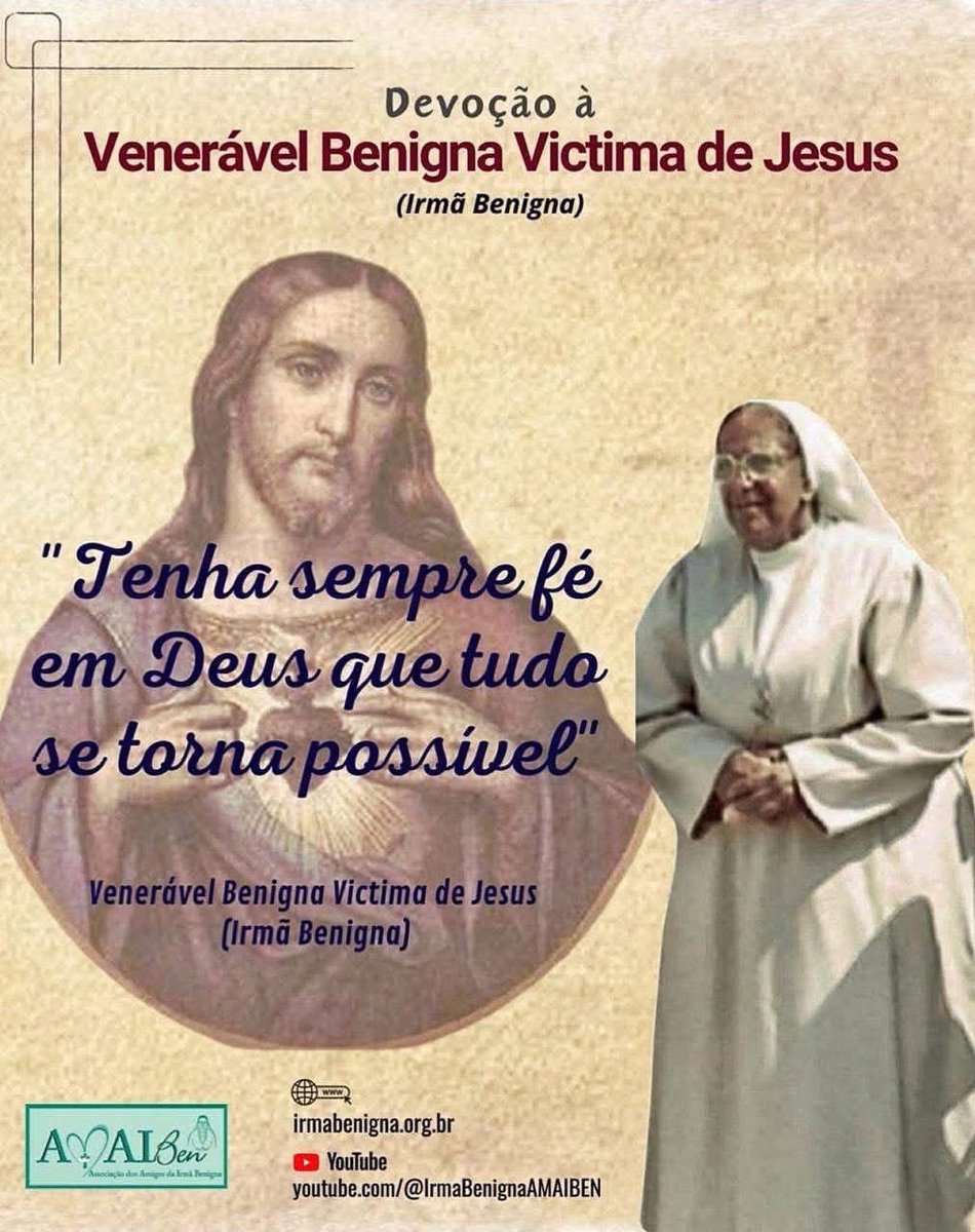 IrmaBenigna's tweet photo. Devoção à Venerável Benigna Victima de Jesus (Irmã Benigna): 
- Site oficial: https://t.co/6UczFsHsnO
- Canal do YouTube: https://t.co/BB3vbI4iHH https://t.co/8Nvm1gReQp