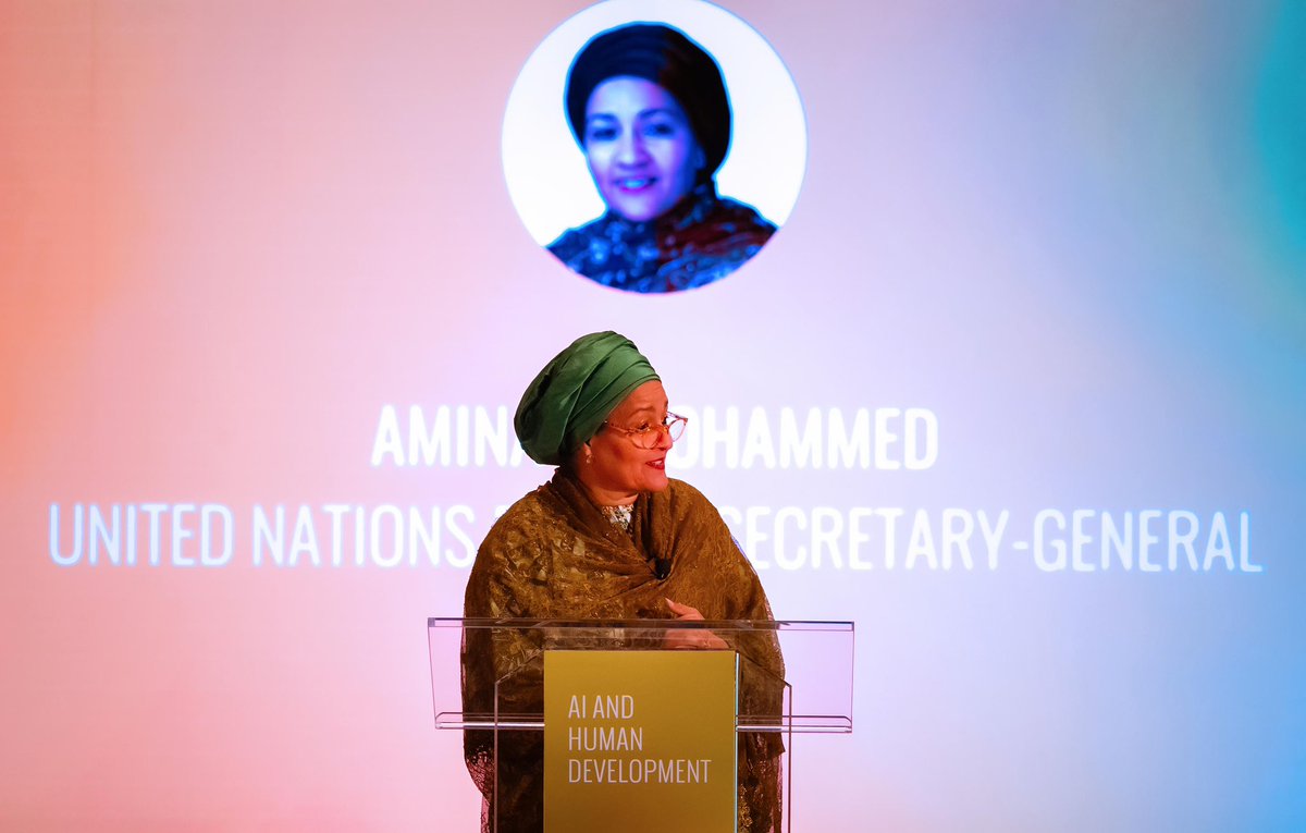AminaJMohammed's tweet photo. Our human magnificence is not simply that we built AI. It is whether we are wise enough to decide how to use it.

Whatever AI becomes, the measure of progress must still be what it makes possible for humankind and our planet.

Amidst #UNGA, we brought our AI & Human Development journey and harvest to New York. Tomorrow, we take it back across the world to seed the outcomes so we keep the promise of the SDGs.
