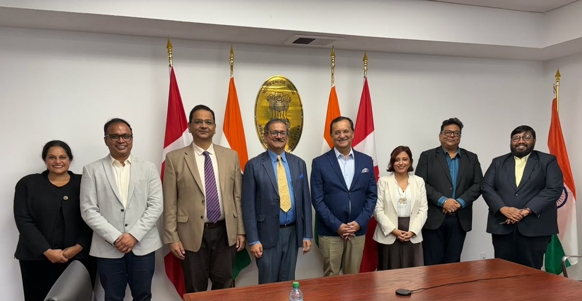 dcmsmeoffice's tweet photo. Delegation of Ministry of MSME led by Shri Bharat Khera, Secretary, Ministry of MSME, along with Ankita Pandey, Director in M/o MSME; Shri Pawan Kumar Gupta, Director, MSME DFO, Cuttack-Odisha; Shri Madhukar Babu, Joint Director Industries, Telangana; Shri Sandeep Rokade, Joint Commissioner Industries, Pune, Maharashtra and Ms. Antonia Menezes, representative from the World Bank
held an interaction with the Shri Dinesh Patnaik, High Commissioner of India in Ottawa and his team to discuss opportunities for strengthening India-Canada cooperation in the MSME sector.

The discussions focused on key areas including enhancing market access for MSMEs, promoting exports, facilitating technology and knowledge exchange, supporting innovation and digital adoption, and enabling greater integration of MSMEs into global value chains.

The interaction also provided an opportunity to discuss the role of Indian missions in facilitating linkages between Indian MSMEs and Canadian businesses, institutions and potential partners, as well as creating greater awareness of opportunities available to enterprises in both countries.

The meeting reaffirmed the importance of institutional cooperation and coordinated efforts to support the internationalisation of MSMEs and strengthen India-Canada engagement, particularly by creating new avenues for trade, technology, investment and knowledge partnerships.

#Msme #Entrepreneur #Innovation #Development #Employment #Empowerment