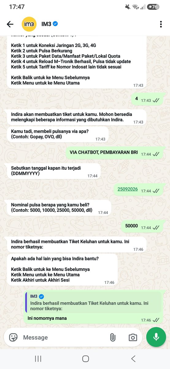 famblerial's tweet photo. @indosatim3 @HiFicare Nomor keluhan mana? https://t.co/CK2ujGi5Pr