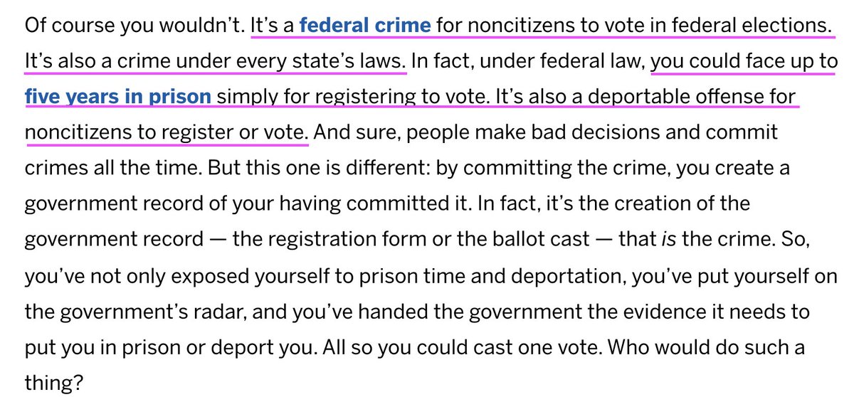 Jude_62's tweet photo. @AGJamesUthmeier Voting in an election is a deportable offense. https://t.co/QeanQlt9sH