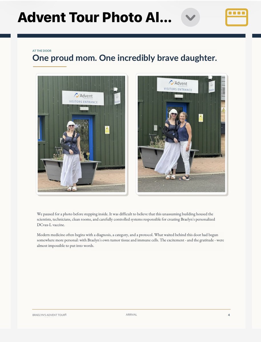 HollensbeAmanda's tweet photo. Come inside with us. ❤️

A few days ago, I shared the outside of the Advent Bioservices $NWBO facility in Sawston, England—the place where Braelyn’s personalized DCVax-L vaccine was made.

Today, I want to take you through those doors.

After everything it took to get here—brain surgery, preserving and shipping Braelyn’s tumor tissue, leukapheresis and months of waiting—it was surreal to stand inside the place where her own tumor tissue and immune cells were transformed into a vaccine made specifically for HER.

But what touched me most were the people behind the science.

Next, I’ll introduce you to some of the scientists who actually worked with Braelyn’s tumor tissue and immune cells—and show you how this personalized vaccine was made.

Behind every batch number is a person, a family, and hope for the future. ❤️

#DCVaxForBraelyn #Glioblastoma #BrainCancer