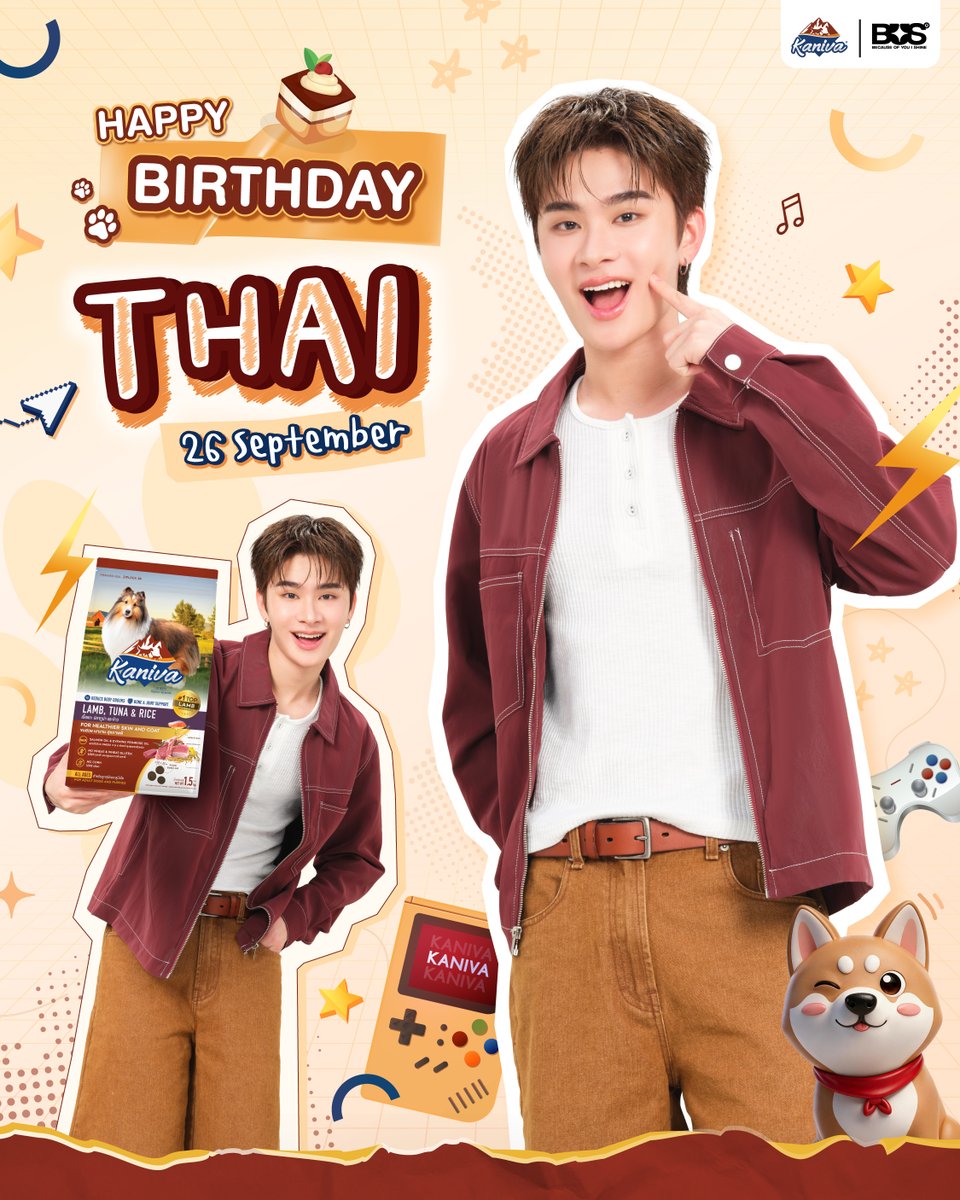 KanivaOfficial's tweet photo. HAPPY BIRTHDAY to THAI 🐶🎂
✨ ขอให้ทุกก้าวต่อจากนี้มีแต่เรื่องราวดี ๆ มีแต่คนรัก และมีความสุขมากขึ้นในทุกวันเลยนะคะ 🎉

#Kaniva #คานิว่า #ถูกใจคนรู้ใจแมว #คนว่าใช่หมาก็ชอบ #KANIVAxBUS https://t.co/XeGrPPhuke