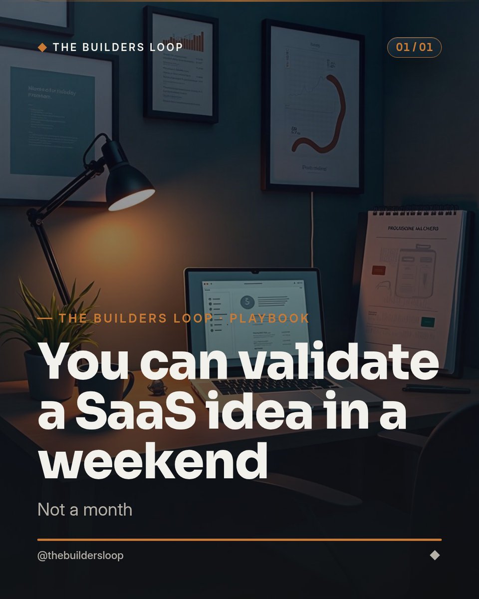 BibiMeccats53's tweet photo. Validate a SaaS idea in a weekend, not a month. Friday: choose one narrow problem. Saturday: research competitors, complaints, and positioning with AI. Build a rough MVP. Sunday: show five real prospects and ask if they’d pay today. Validate before https://t.co/Ehecbr4yjO