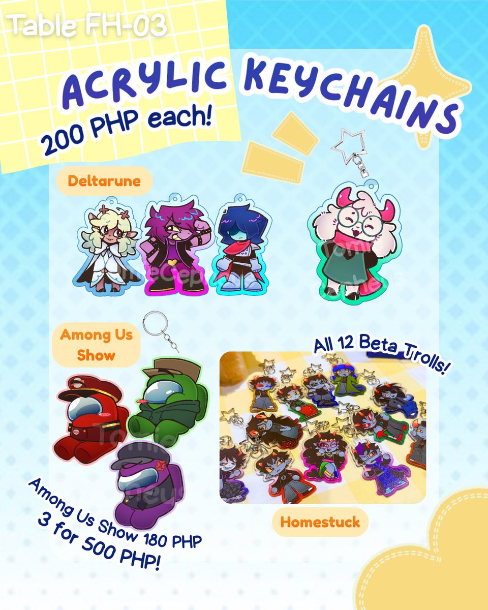 TomieCepheuss's tweet photo. Finally dropping my catalog for my booth in Cosmania! And my first time boothing for real this time ✨

Homestuck, Deltarune, The Amazing Digital Circus, South Park, Eddsworld, Among Us Show

📍SMX Convention center
🗓️ October 2 - 4, 2026

#cosmania #cosmania2026 #artistalley https://t.co/qfR0CD50DC