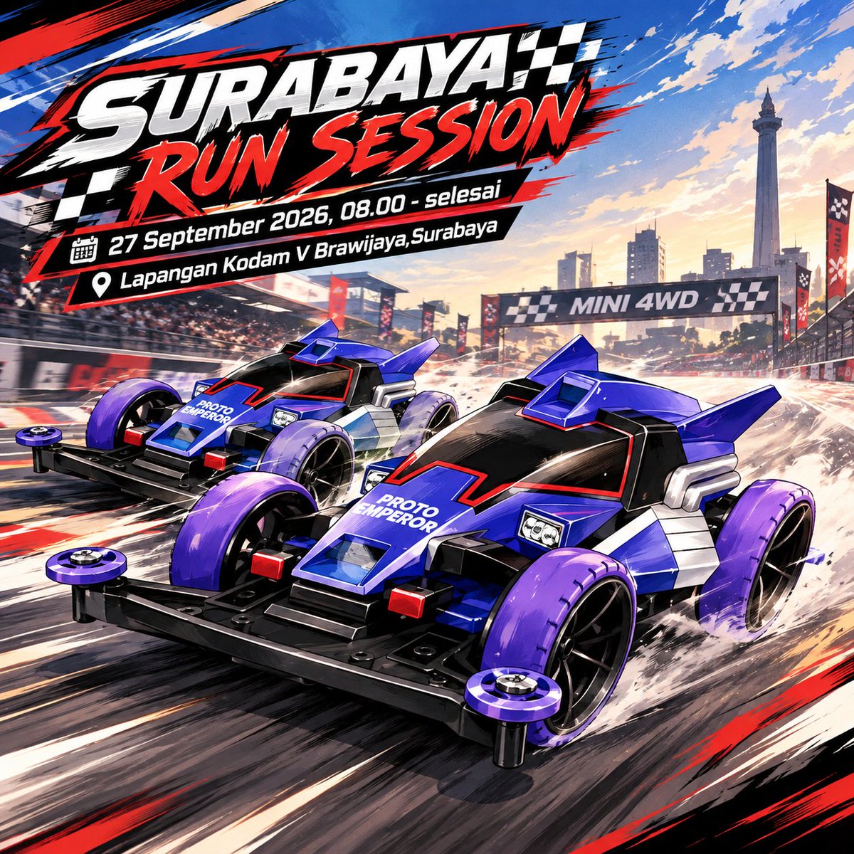 TeamFlazh's tweet photo. Yuk Minggu ini di Kodam kita berlari kembali bersama #playon #pkpi #streetmini4wd #tamiya #mini4wd https://t.co/9nfuRgsXOr