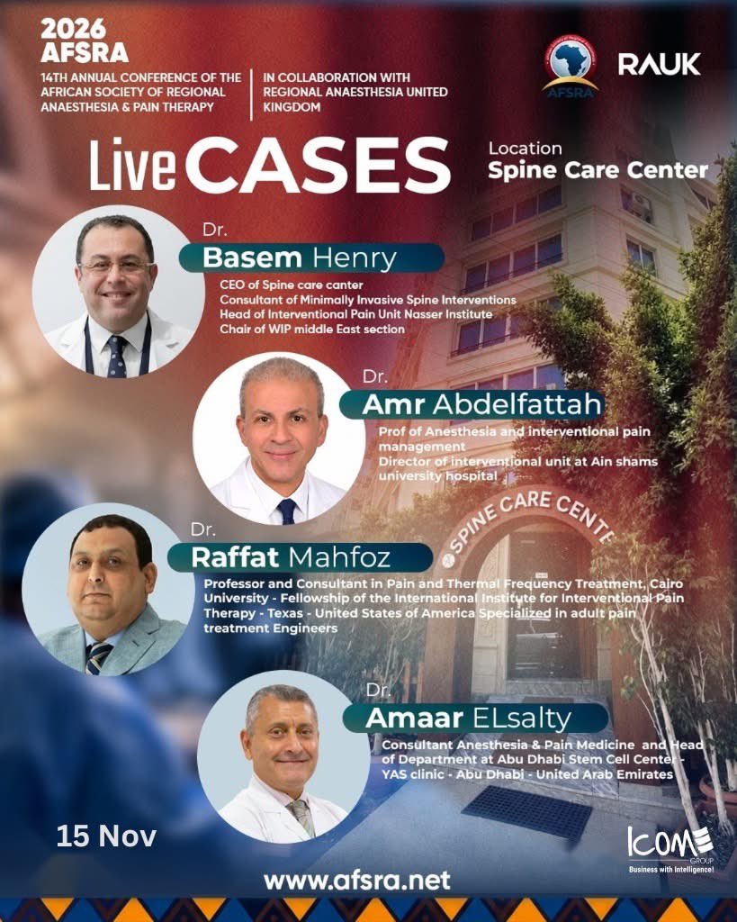 AFSRA10's tweet photo. Ready for a Hands-On Challenge? 🔥
Step into the Fluoroscopy-Guided Cadaveric Interventional Workshop and Register NOW 
𝟑𝟎 𝐬𝐩𝐨𝐭𝐬 𝐚𝐯𝐚𝐢𝐥𝐚𝐛𝐥𝐞! 𝐅𝐢𝐫𝐬𝐭 𝐜𝐨𝐦𝐞, 𝐟𝐢𝐫𝐬𝐭 𝐬𝐞𝐫𝐯𝐞𝐝
As Pre congress #AFSRA2026 with @RegionalAnaesUK 
Abstract Submission Link: https://t.co/lHGL5G1hXr
Physical Registration: https://t.co/iMpVCJejSv
Virtual Registration: https://t.co/jKhRk4ar1q
Pre-Congress Fluoroscopy-Guided Pain Workshop: https://t.co/MAF0escm9X
Website: https://t.co/NACgwA0oNE

📅13-14 Nov 2026
👉 InterContinental Semiramis Cairo, Egypt