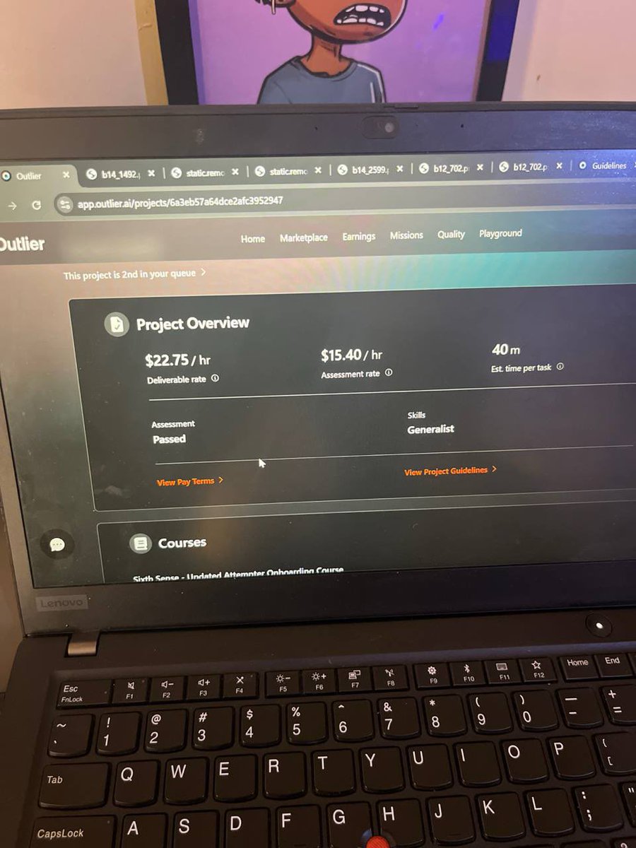hezycrypto's tweet photo. Few tasks left on project sixth sense on Outlier 
Hit me up i onboard the assessments for you https://t.co/rI9U9USpBo