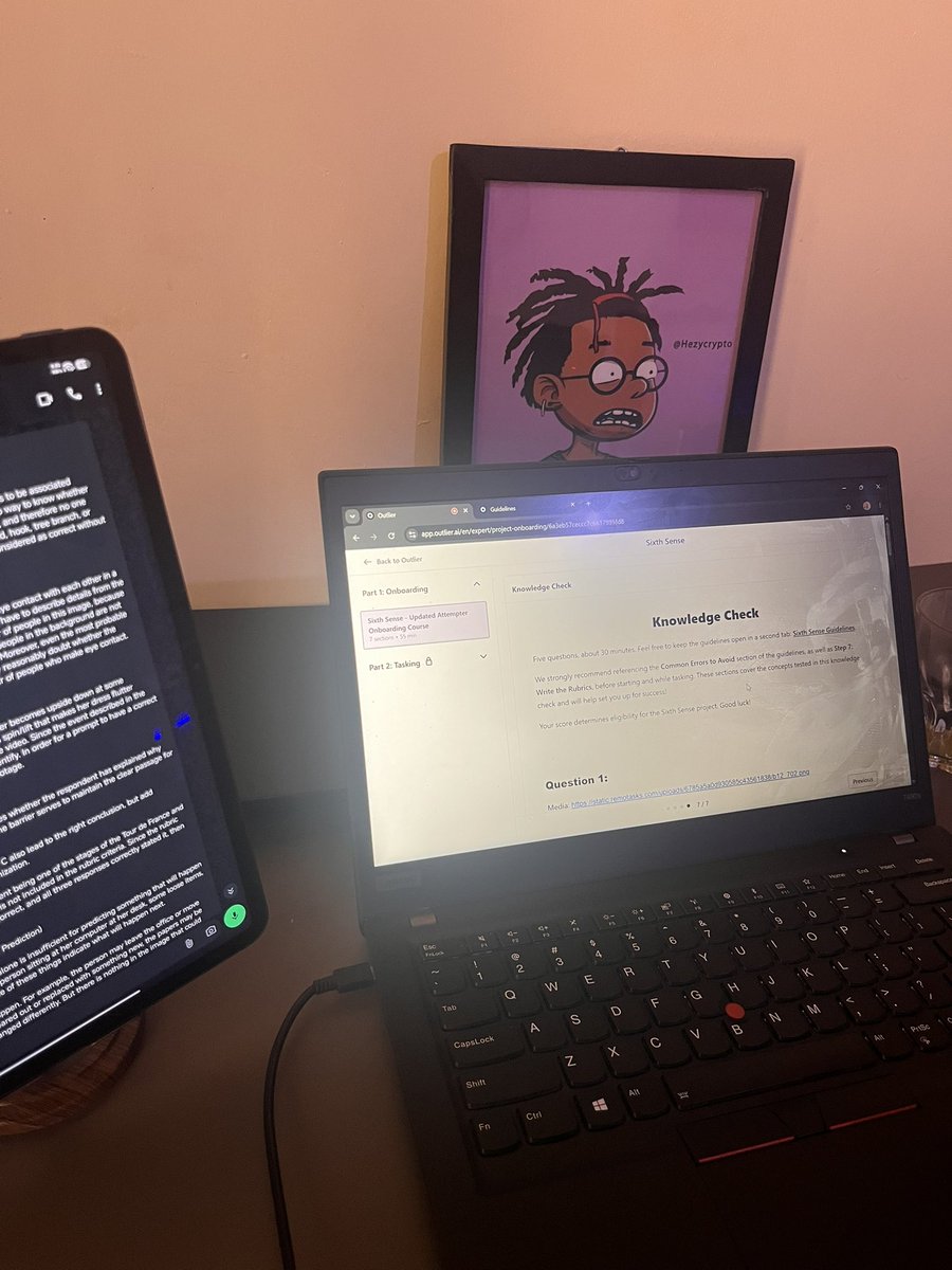 hezycrypto's tweet photo. Few tasks left on project sixth sense on Outlier 
Hit me up i onboard the assessments for you https://t.co/rI9U9USpBo