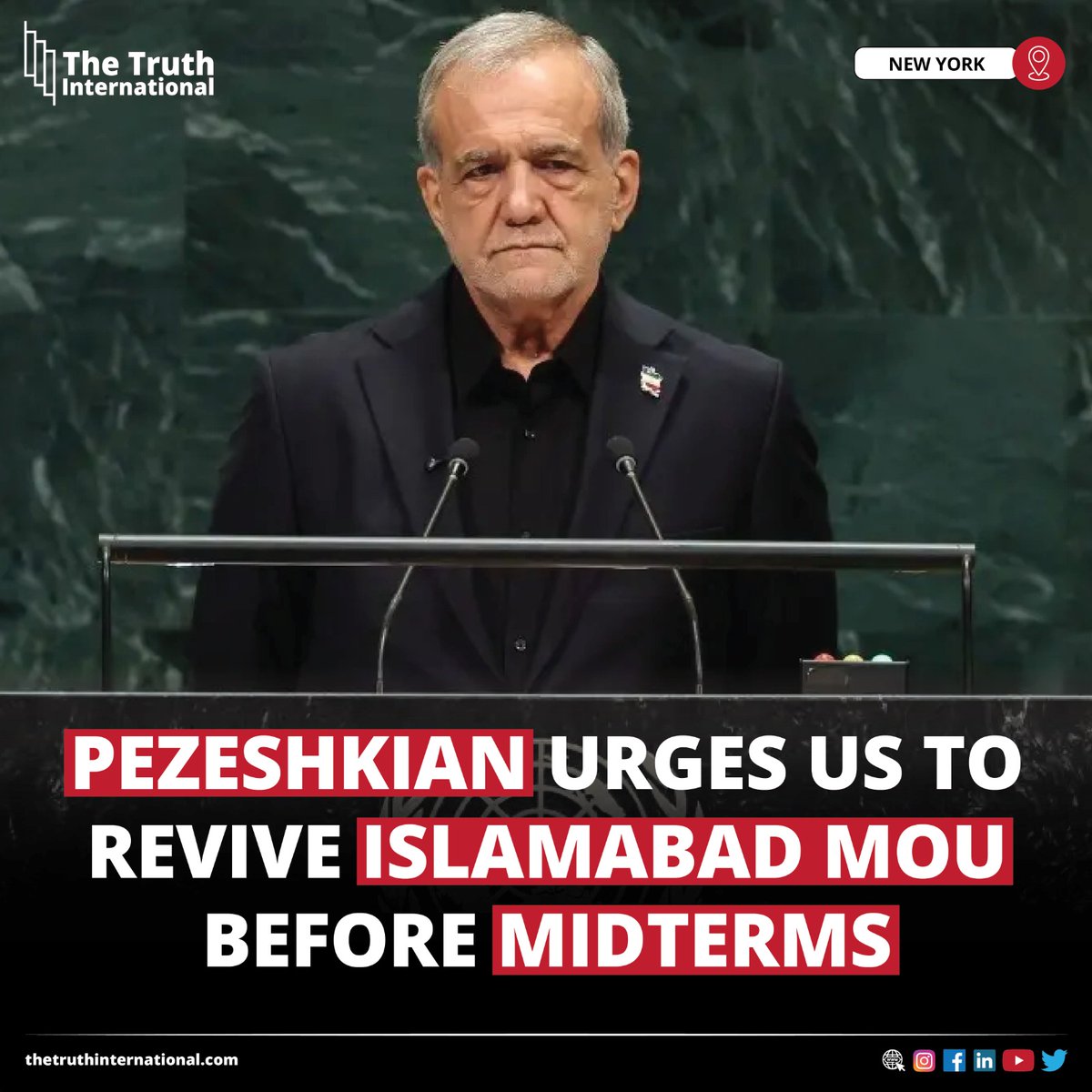 ttimagazine's tweet photo. Pezeshkian Urges US to Revive Islamabad MOU Before Midterms
FOR MIORE DETAILS: https://t.co/bDP38KMnpq
#IranianPresident #MasoudPezeshkian #US #Revive #Islamabad #MOU #Midterms #NEWYORK #TTI https://t.co/MZuKMY8aSj