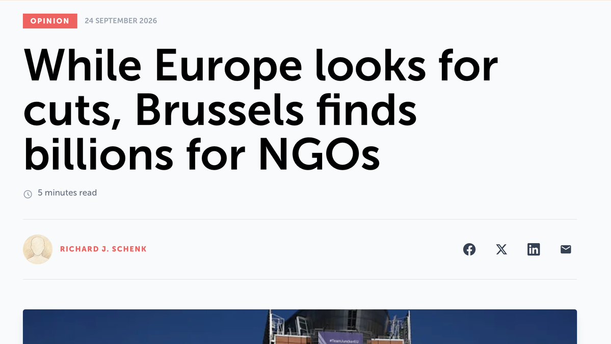 FSI_Europe's tweet photo. 🚨 NGO PAYDAY PROTECTED AMID EU BUDGET CUTS

As national capitals push back against a bloated €2 TRILLION EU budget draft, Brussels is quietly carving out up to €11 BILLION for its army of favoured NGOs. 

Article from our @RichardJSchenk in @brusselssignal https://t.co/RYzNAC2d1I