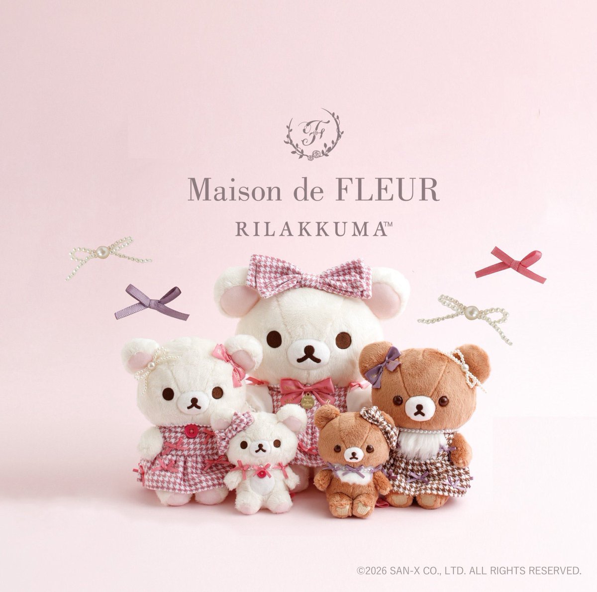 MaisondeFLEUR1's tweet photo. ＼Special Collaboration／
Maison de FLEUR×RILAKKUMA 
大人気の『リラックマ』コラボ第7弾♪ 

今年はチャイロイコグマ10周年を記念した特別なコラボレーション✨

オシャレな千鳥格子柄の衣装とパールやリボンでおめかしした、コリラックマとチャイロイコグマの限定オリジナルアートに注目◎

SHOP：9/26(sat)～
WEB：9/26(sat)12:00～

https://t.co/ix3wDLsMyr