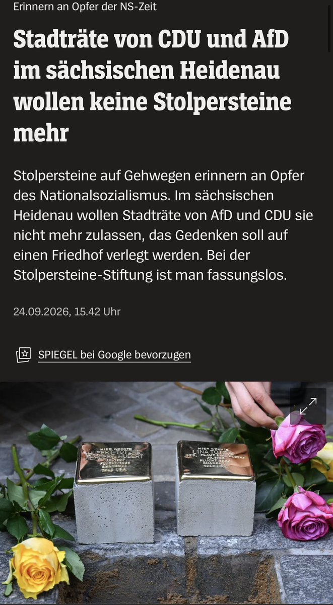 Rebellenherz_'s tweet photo. AfD und CDU stimmen gemeinsam gegen Stolpersteine. 
Antrag wurde mittlerweile mehrheitlich angenommen.

Sagt mal @CDU, was stimmt nicht mit euch?
Ihr tut alles…und jeden Tag mehr, die Menschen vor den Kopf zu stoßen.
Menschenverachtend ist das.

#dieMaskenfallenimmertiefer https://t.co/VfpDWHV8nt