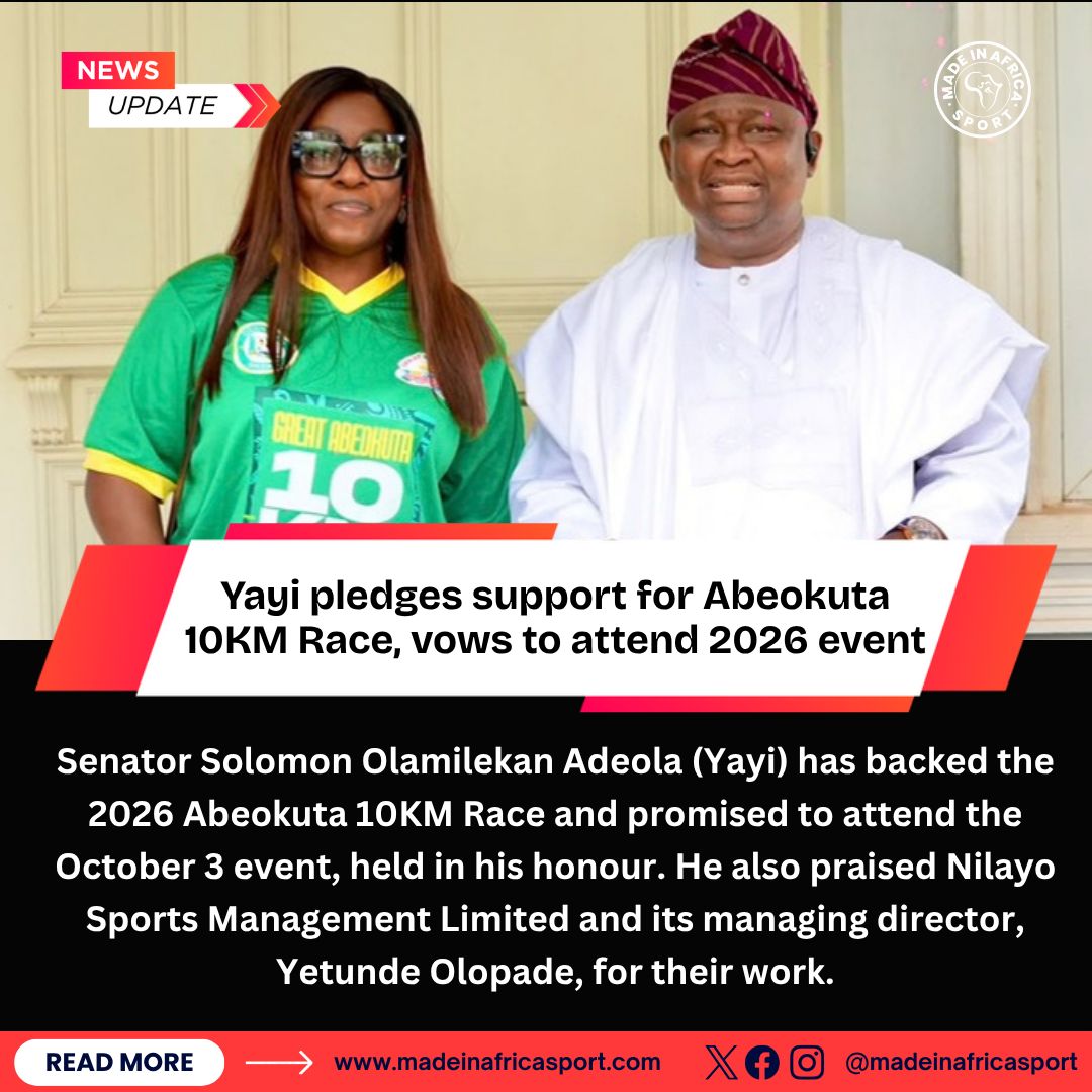 madeinafricaweb's tweet photo. Yayi pledges support for Abeokuta 10KM Race, vows to attend 2026 event

Read full story ➡️ https://t.co/WFxyGQvnq8 https://t.co/50eAHlcQfd